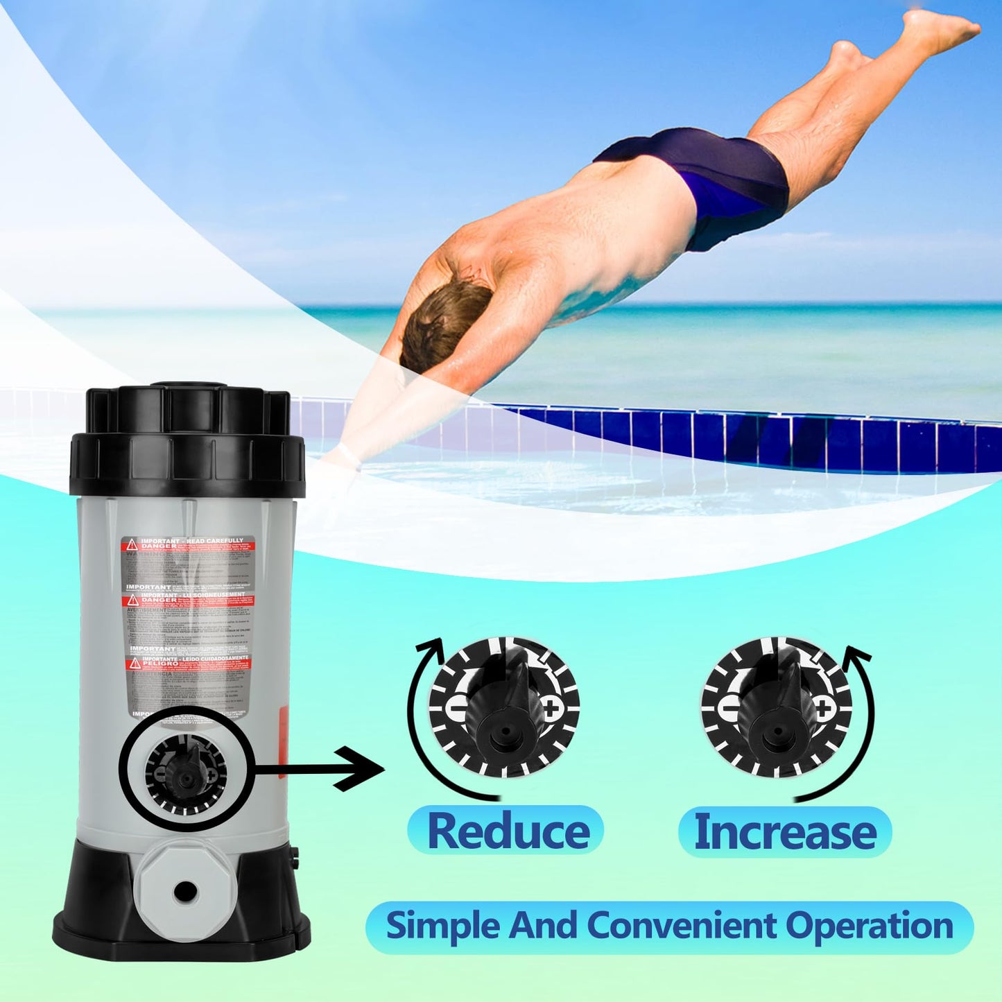 Professional CL220 Off-line Automatic Chlorinator for Swimming Pool Ponds Garden,Replacement for Hayward CL220 Automatic Chlorinator Feeder,9 lbs Capacity,ABS Material,Easy Installation