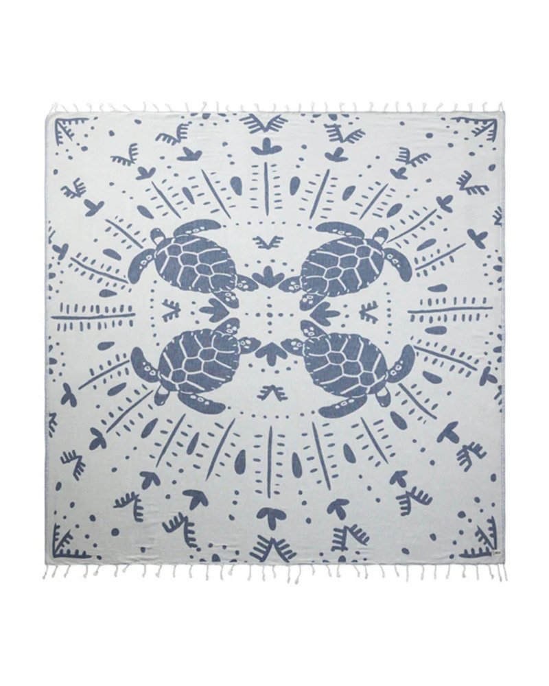 Sand Cloud Extra Large Turkish Beach Towel - Sand Resistant - 100% Organic Turkish Cotton Yarn - Quick Dry Towel for Beach Blanket or Bath - As Seen on Shark Tank - Marine Life (Prism Turtles XL)