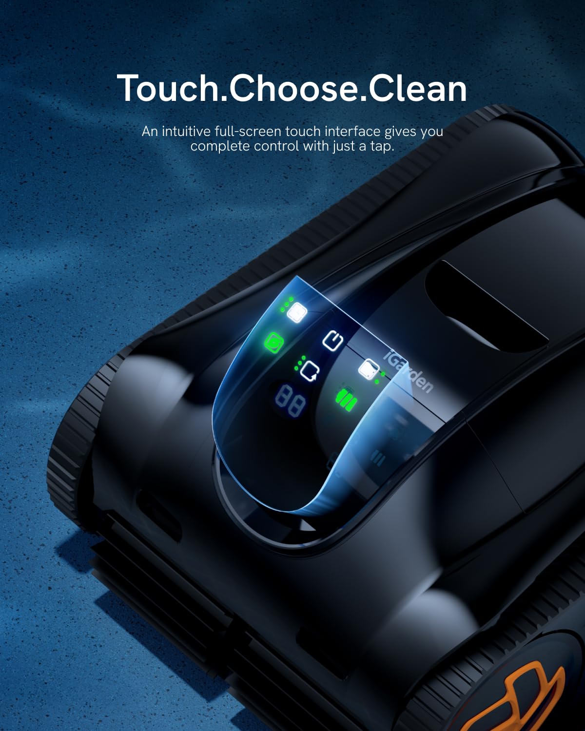 iGarden Robotic Pool Cleaner K Series, Cordless Pool Vacuum Robot for Inground & Above Ground Pools, Smart Navigation, Touchscreen, Self-Parking, Cleans Floor, Wall & Waterline, 220 Min