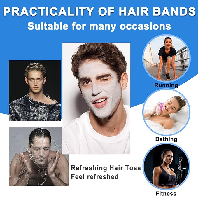 Metal Headbands for Men, Fashion Unisex Wavy Hair Bands, Elastic Zigzag Hairbands Perfect for Outdoor Sports, Daily Styling (3 Pack)