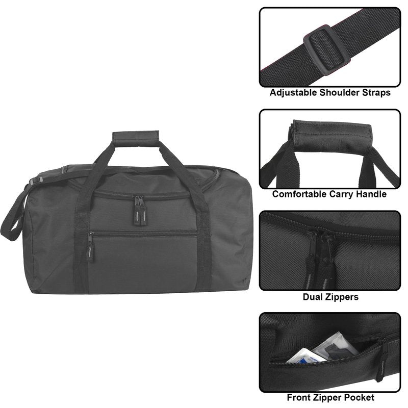 20 Inch, 40 Liter Duffel Bag for Men, Women Travel Weekender Overnight Carry-on Shoulder Duffel Tote Bag (Black)