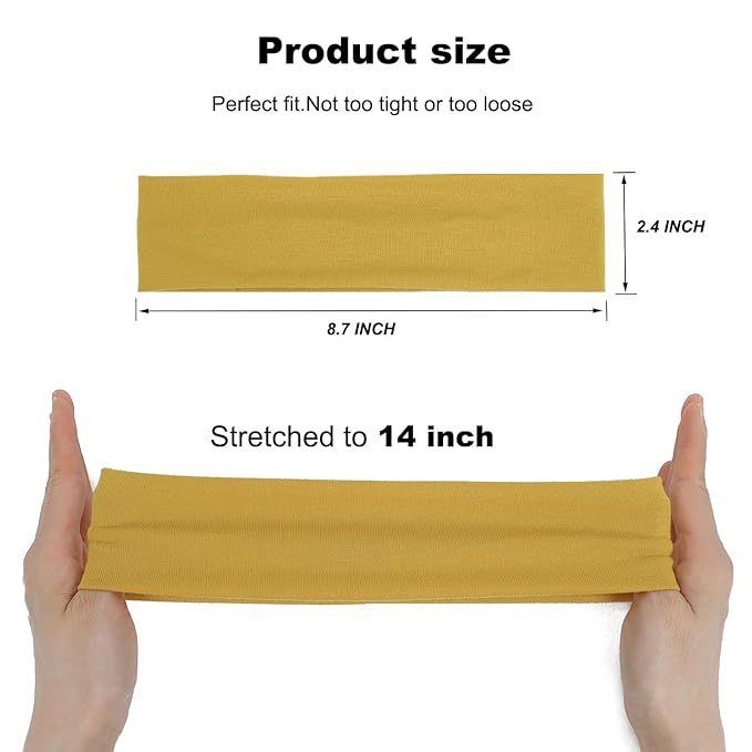9Pcs Headbands for women Non Slip Headband, Soft Elastic Hair Bands for Women's Hair, Fashion Cotton Cloth Stretchy Sweat Bands Headbands for Sports, Makeup, Gym, Running, Yoga, Workout (9Colors-A)
