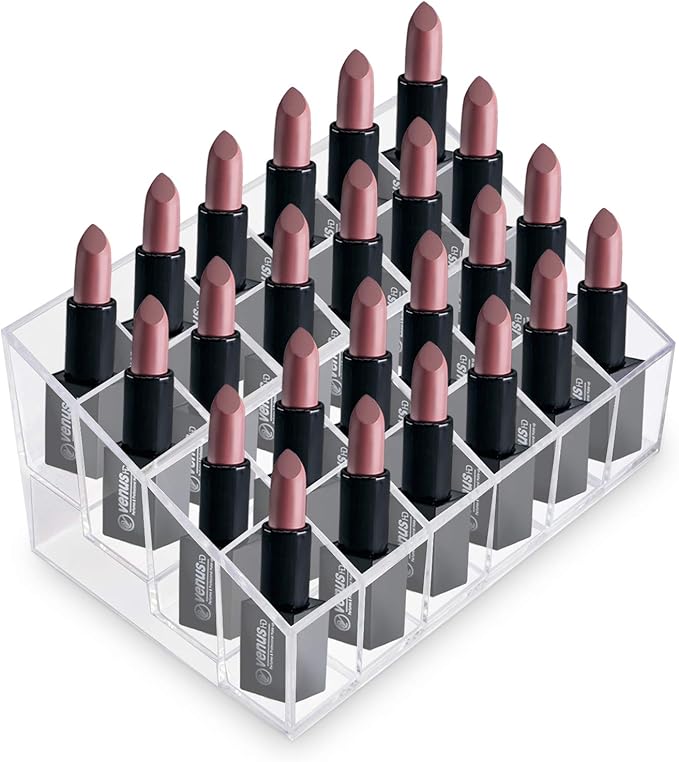 Super Z Outlet Transparent Cosmetic Makeup Organizer for Lipstick, Brushes, Bottles, and More - Clear Case Display Rack Holder