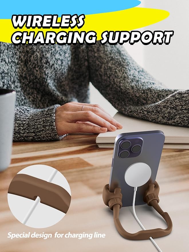 Easter Basket Stuffers Gifts for Teens Boys Men Him Cell Phone Holder: Patented Thumbs Up Phone Stand Funny Gifts for Adults Kids Teenager Husband Friend Coworkers Phone Accessories Cool Gadgets Brown