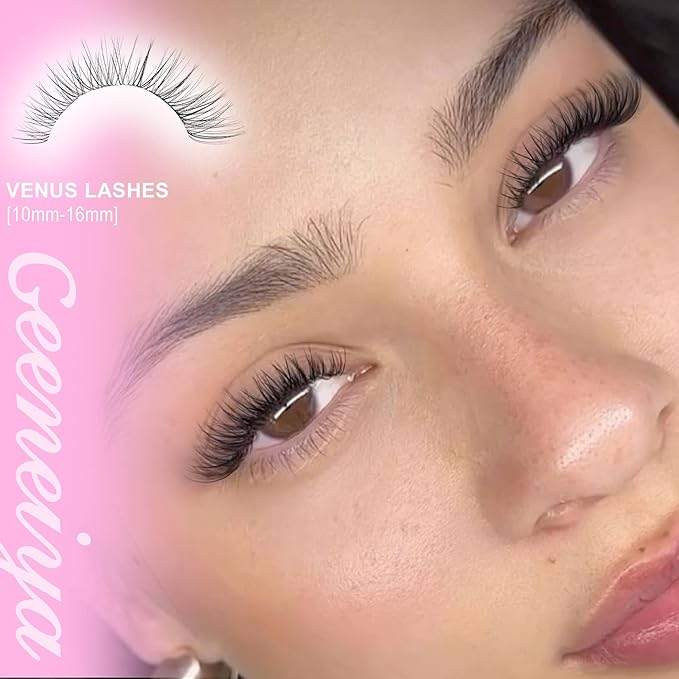 Geeneiya VENUS Lash Clusters, 10-16MM Invisible Natural Eyelash Clusters, Wispy Clear Band Cluster Lashes for Beginners, Waterproof Cluster Eyelash Extensions DIY Lashes (Not Kit)