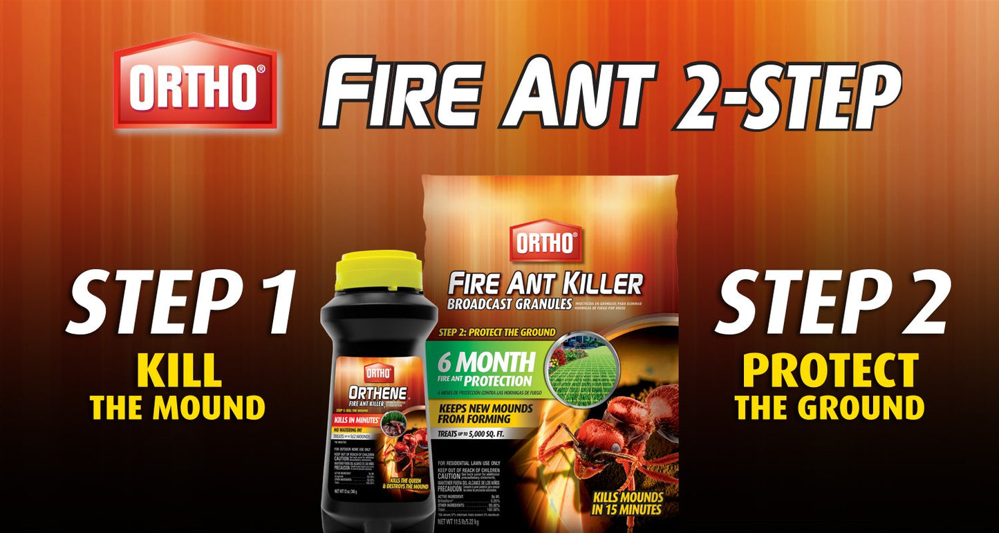 Ortho Fire Ant Killer Broadcast Granules - Fire Ant Granules for Outdoors, Kills Mounds in 15 Minutes, 6 Month Protection, Treats Up to 5,650 sq. ft., 13 lb.