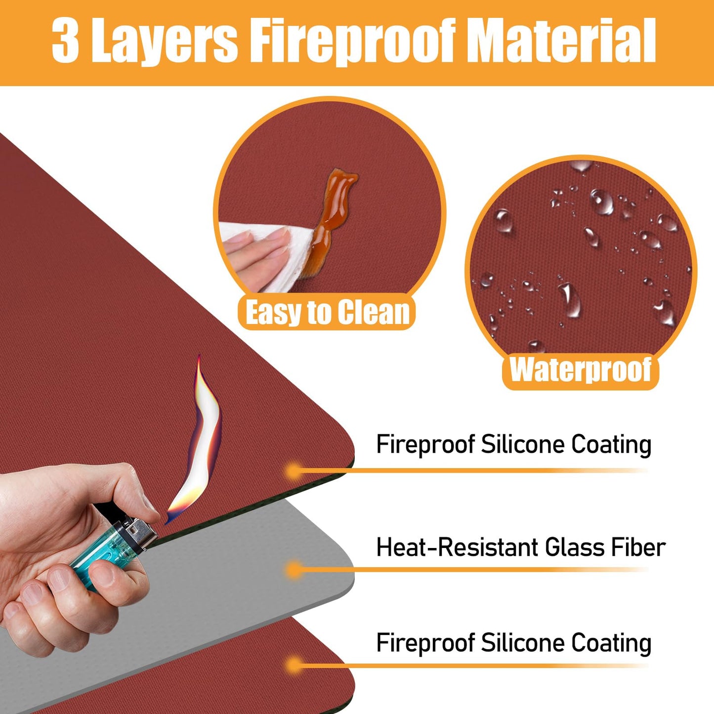 Amerbro Heat Resistant Mats for Countertop - Fireproof 16x24in Heat Resistant Mats for Air Fryer - Kitchen Countertop Protector for Air Fryer, Coffee Maker, Stand Mixer, Toaster, Oven 2PCS - Red