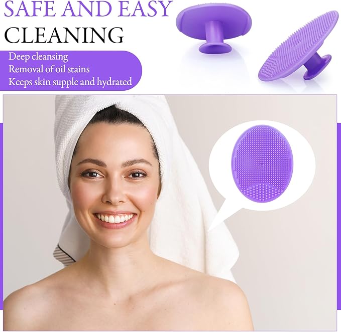 Nuogo 20 Pack Face Scrubber Soft Silicone Facial Cleansing Brush Wash Brush for Deep Cleaning, Face Scrub Brushes for Massage Faces Exfoliator Blackhead Removing Faces Cleansing Pads(Purple)