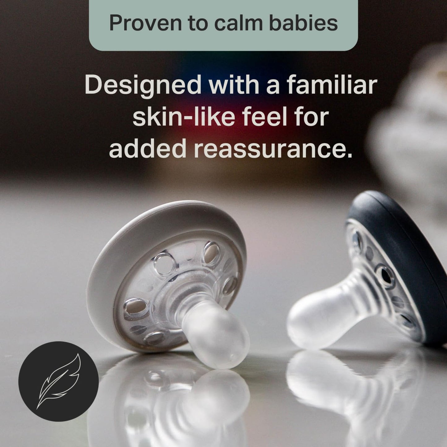 Tommee Tippee Breast-Like Pacifier, 0-6 Months, Symmetrical Design, Natural Breast-Like Baglet, BPA-Free Binkies, Pastel/Blue/Black, Pack of 4
