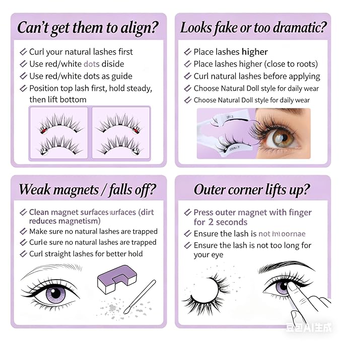 B&Qaugen Reusable Magnetic Lashes Magnetic Eyelashes Natural Look False Eyelashes with Applicator Easy to Wear and Remove Glue-Free Pestañas Magnéticas