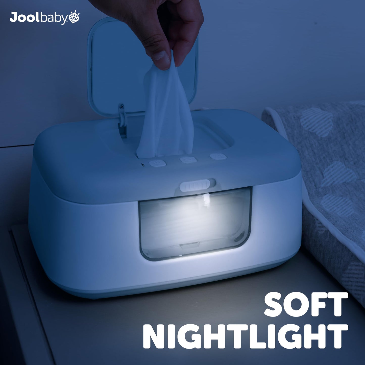 Jool Baby TinyBums Baby Wipe Warmer & Dispenser with LED Changing Light & On/Off Switch (Gray)