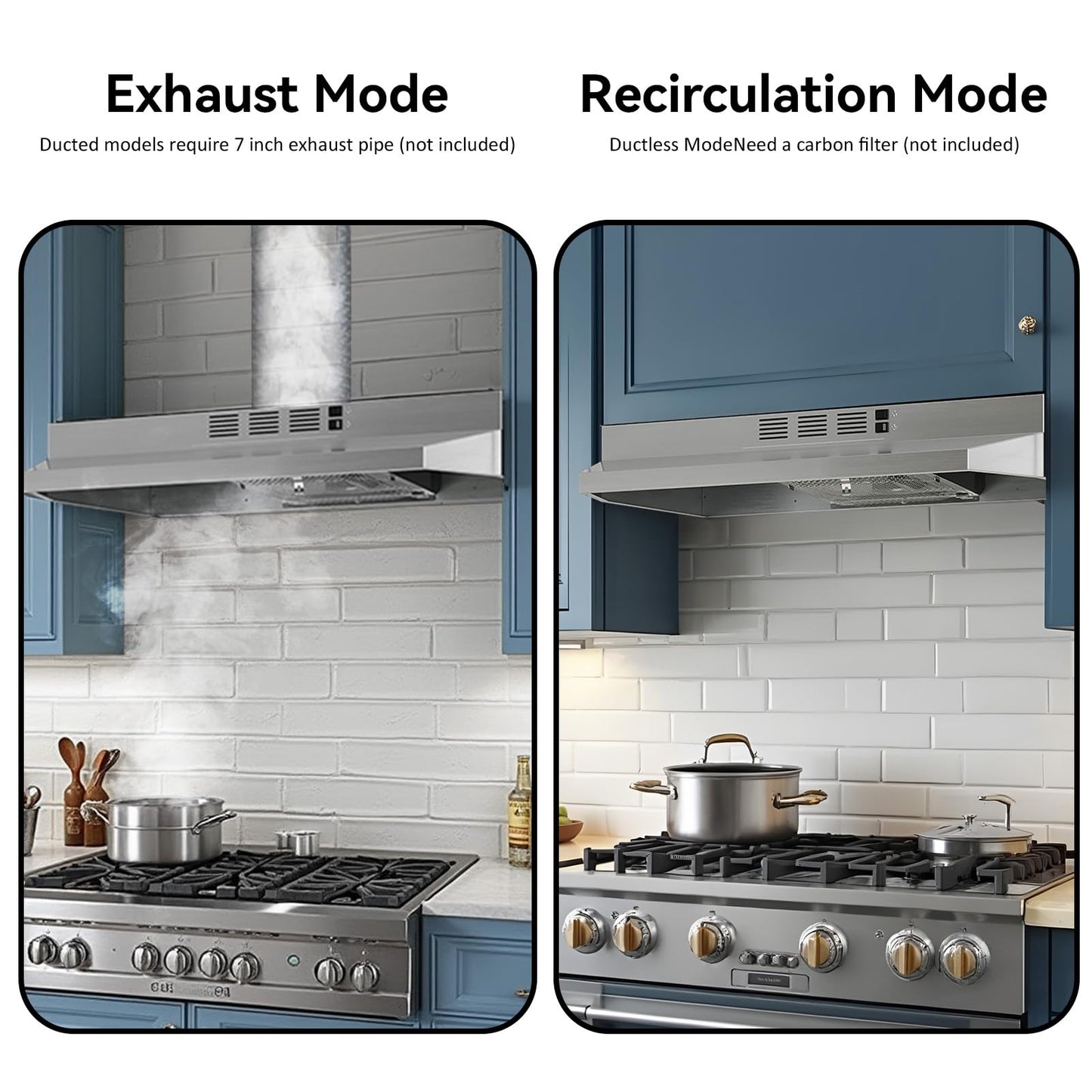 VIKIO HOME VKH-RC15-30-13 Range Hood, Stainless Steel Original Color