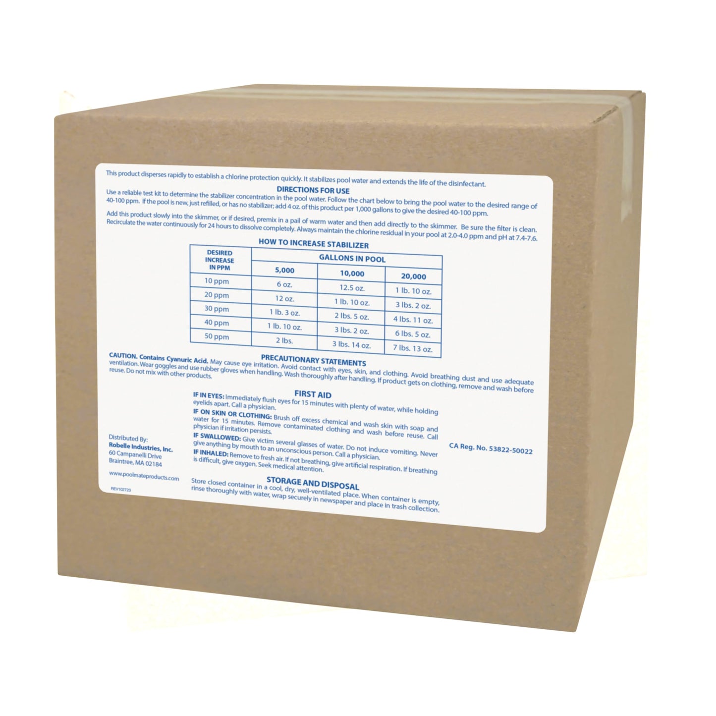 Pool Mate 16-Pounds Premium Pool Stabilizer and Conditioner, Concentrated Cyanuric Acid for Pools, Helps Chlorine Last Longer