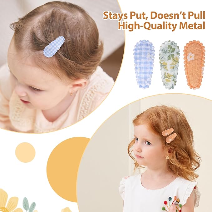 40 PCS Baby Hair Clips, Toddler Barrettes Floral Print Non Slip Snap Clips, 1.5" Mini Hair Barrettes Accessories for Baby Girls, Infants, Toddlers
