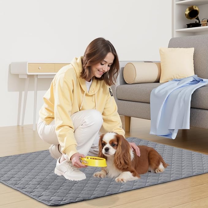 Smiry Waterproof Dog Bed Cover Blanket, Soft Reversible Pet Blanket, Washable Leakproof Cats Dogs Couch Cover for Sofa, Couch, Furniture (82x82 Inch, Grey/Light Grey)