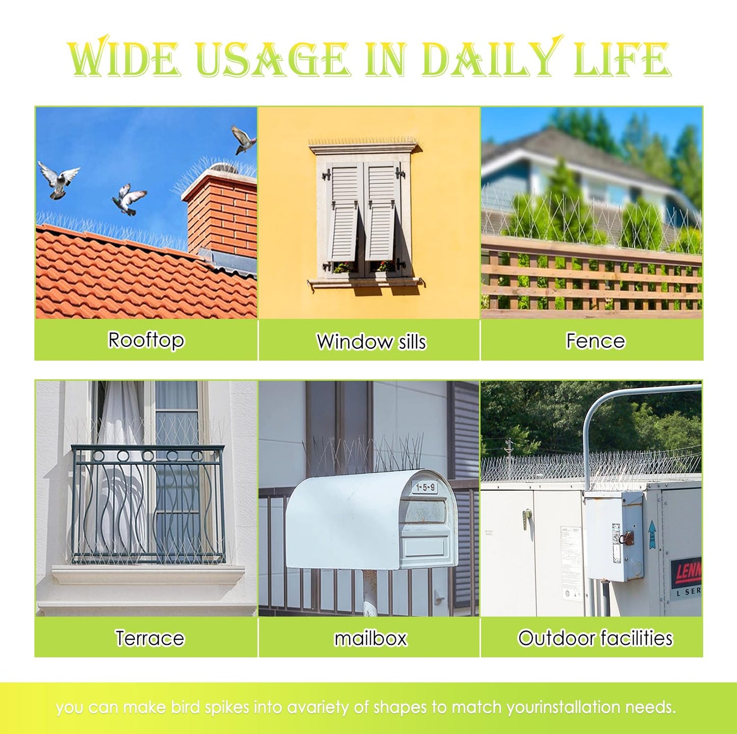 Valibe Pigeon Spikes Stainless Steel Bird Spikes for Outside to Keep Birds Away 12 Pack 10ft Coverage Bird Spikes Wire Prevention Spikes for Small Bird Squirrel for Fence Roof Blacony