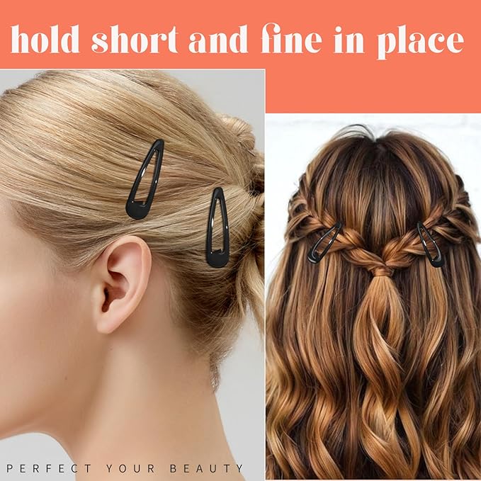 Teenitor 50Pcs Black Hair Barrettes For Women, 2 Inch Hair Barrettes Snap Hair Clips, Hair Clips For Women, Hair Accessories Black