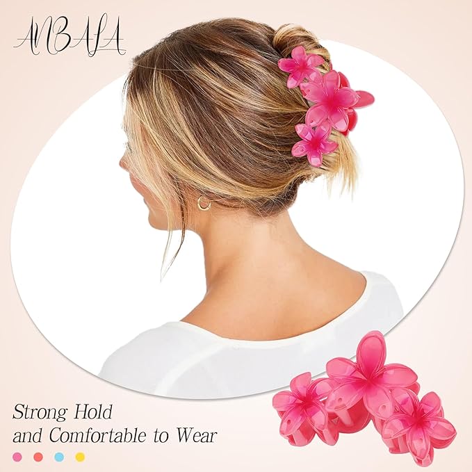 ANBALA 4PCS Hair Clips Flower Hair Clips Large Hawaii Flower Clip for Women Girls (Colorful)