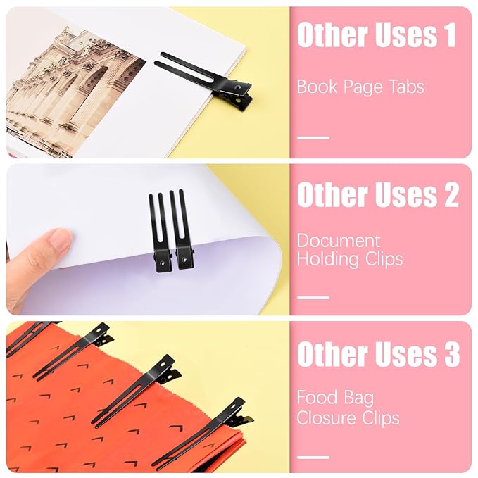 Double Prong Curl Clips, IKOCO 50 Pcs Pins Curls Setting Section Hair Clips Metal for DIY with 3Pcs Comb Set for Salon Barber Hair Styles