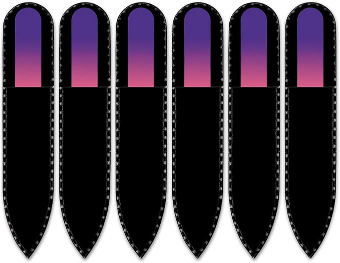 Mont Bleu Rainbow Crystal Nail File in Black Pouch - Small/Purse Size - Czech Tempered Glass - Handmade in Bohemia (Czech Republic)