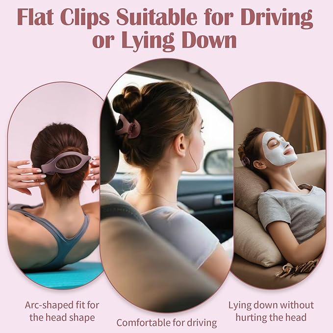 9 Pack Flat Hair Clips for Women, Matte Claw Clips for Thick & Thin Hair (Purple)