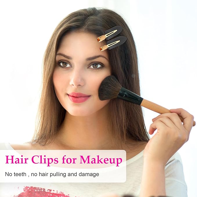 D 6 Pcs Creaseless Hair Clips No Crease Hair Clip Makeup Clips for Women and Girls Flat No Bend Hair Clips for Hairstyling Salon Golden Handle (Black)