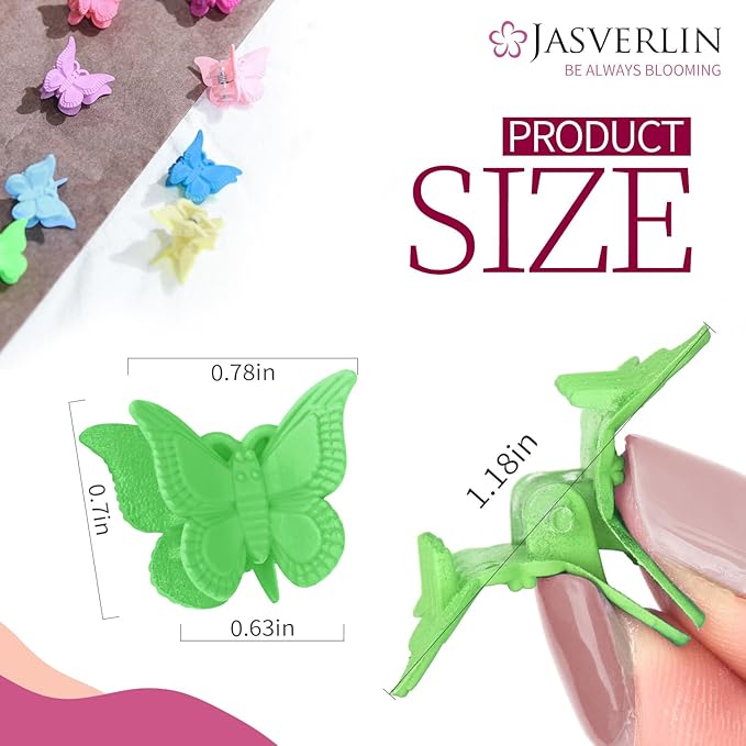 Colorful Mini Butterfly Hair Clips Claw Y2K 90s Cute No Slip Accessories for Women Girls Kids Thin Thick Curly Hair 50 pcs Set Bulk (Basic Color)