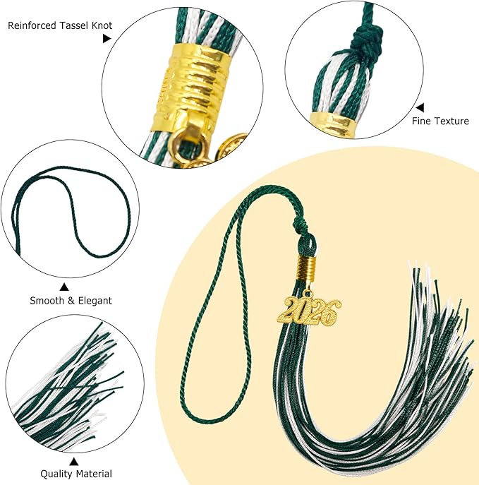 GraduationMall Single&Multiple Color Graduation Tassel with 2026 Year Charm 9"