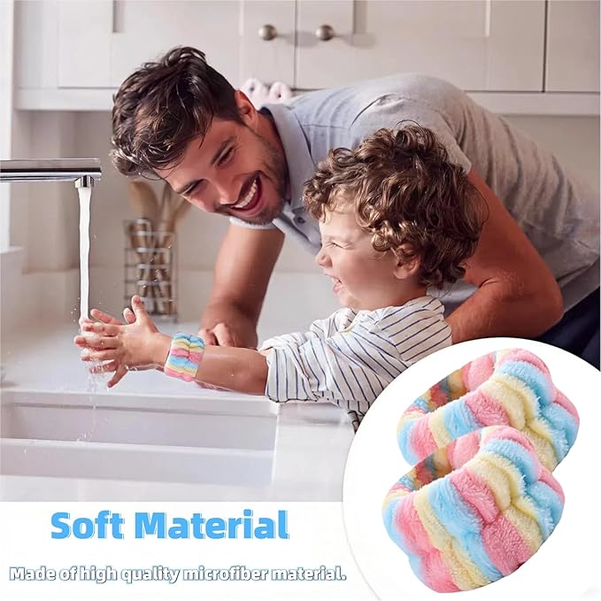 2 Pairs Wrist Washband for Women Washing Face, Wrist Spa Washband Absorbent Wristbands, Prevent Liquids from Spilling Down Your Arms