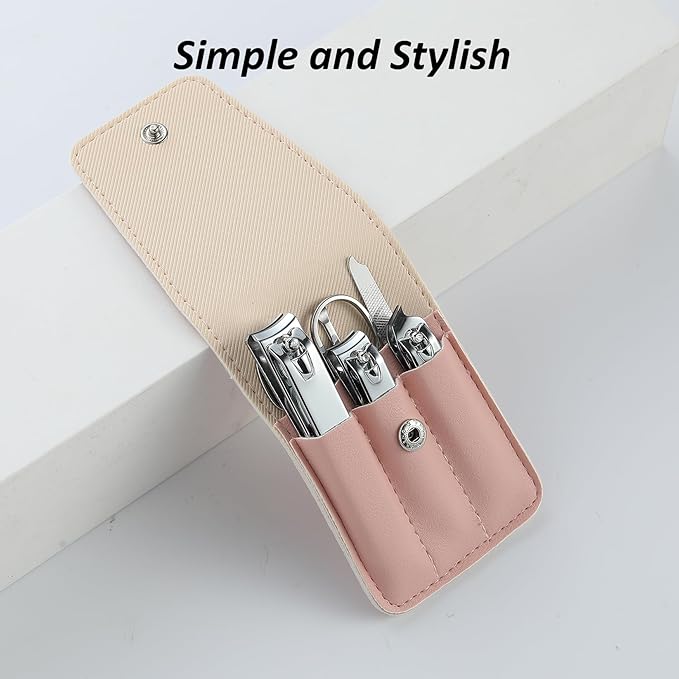 Nail Clipper Set Gifts for Women, 6 Pcs Case Fingernail Clipper Christmas Stocking Stuffers for Adults (Pink)