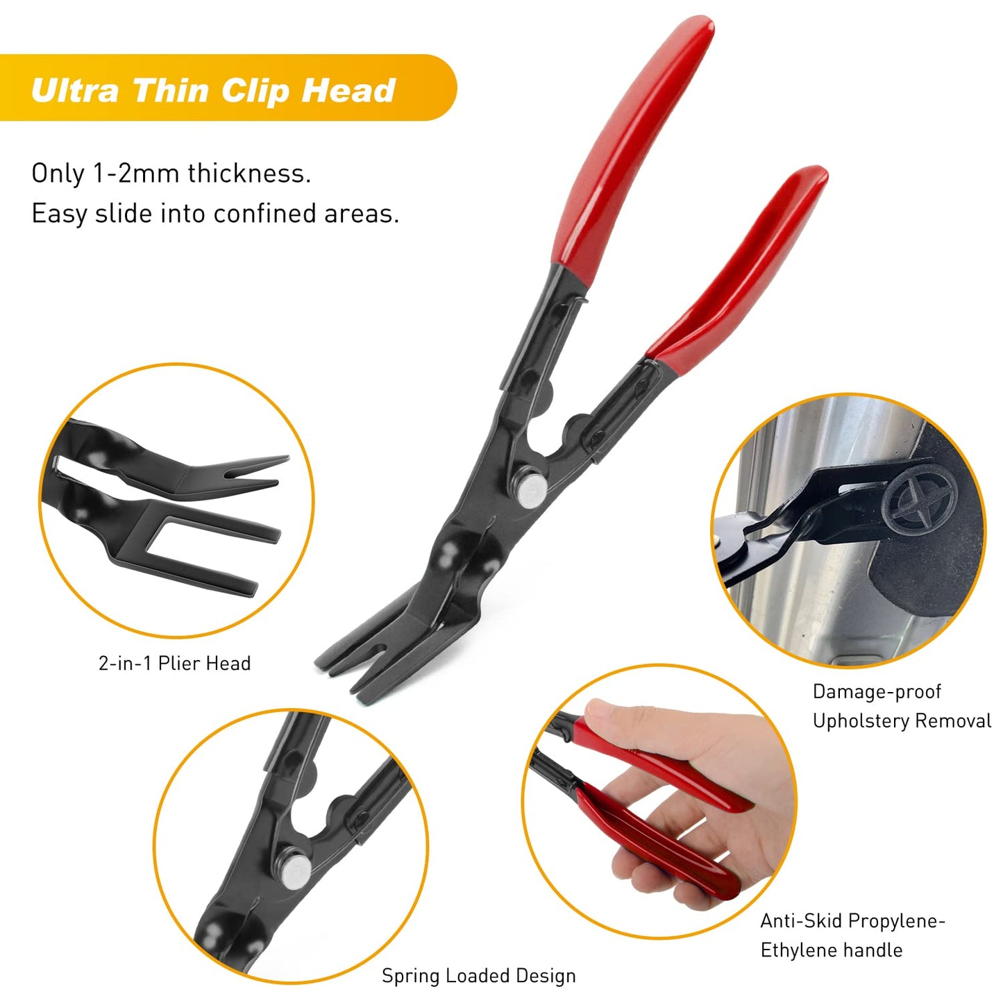 GOOACC 19Pcs Trim Removal Tool Set Panel Fastener Clips Removal Automotive Plastic Upholstery Pliers Removal Install Removal Car Tool with Storage Bag for Trim Panel Audio Clip Pliers Terminal