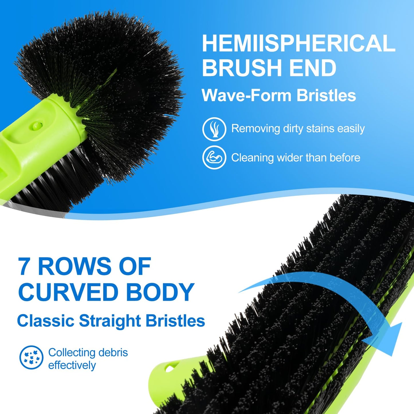 Sepetrel 20" Wide Pool Brush Head for Cleaning Walls,Inground/Above Ground Swimming Pool Scrub Brushes with Round Ends
