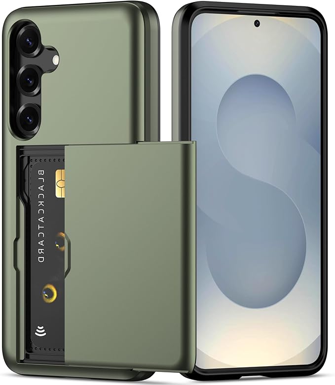 Nvollnoe for Samsung S25 Plus Case with Card Holder Dual Layer Heavy Duty Protective Case Hidden Card Slot Slim Wallet Cover for Samsung S25 Plus 6.7''(Green)