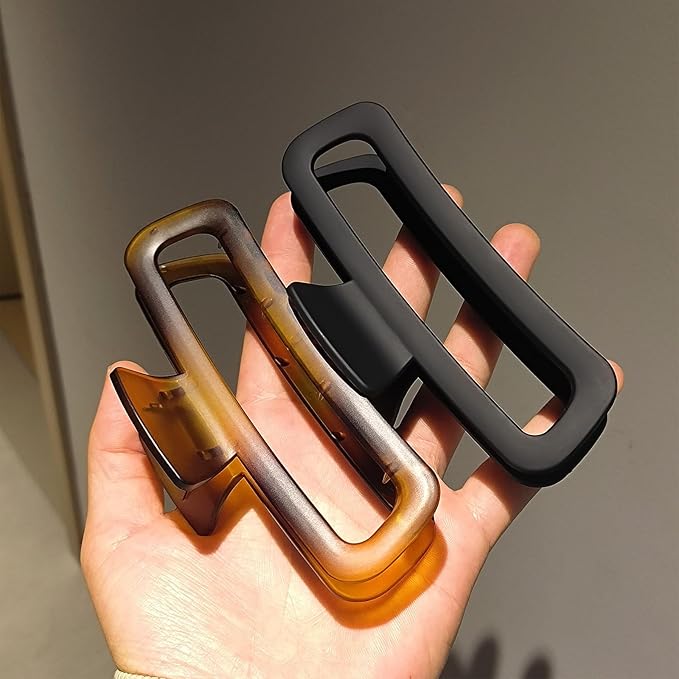 Hair Claw Clips 5 Inch Unbreakable Extra Large Square Rectangle Matte XL Claw Clip Clamp Neutral Colors for Thick Curly Long Hair Women - 2 Pack