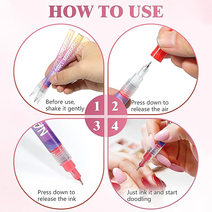 12 Colors Nail Art Pens, 0.5mm Fine Tip 3D Acrylic Polish Pen Set, Waterproof Quick-Drying Dotting Graffiti Drawing Liner Brush, DIY Nail Art Design Manicure Tools for Beginners Women Home Salon Use