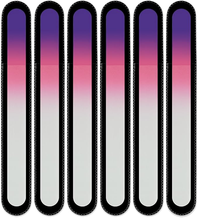 Mont Bleu Rainbow Crystal Nail File in Black Pouch - Large/Professional Size - Czech Tempered Glass - Handmade in Bohemia (Czech Republic)