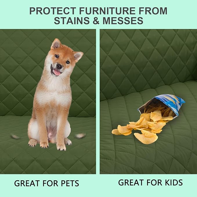 Recliner Chair Covers Reversible Sofa Cover Couch Cover for Pets Lazy Boy Furniture Protector(28''Recliner,Huntergreen/Sage)