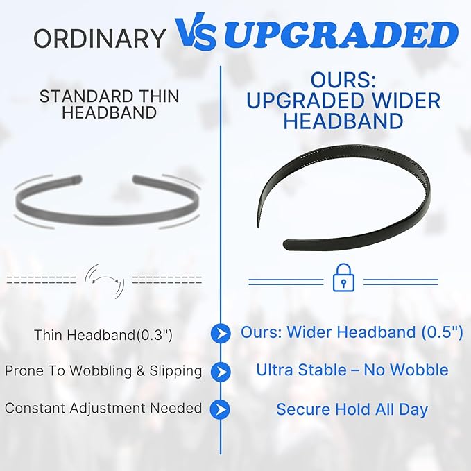 2 Pcs Graduation Cap Headband, Anti-fall Firm Hair Band for Graduation Cap, Graduation Gifts Hat Insert Accessories for Graduates, Students, Women
