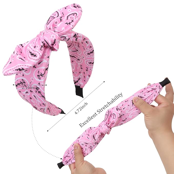 Jaciya Bow Bandanas for Women Bunny Ears Headbands Bandana Headband with Bow for Girls Hair Accessories