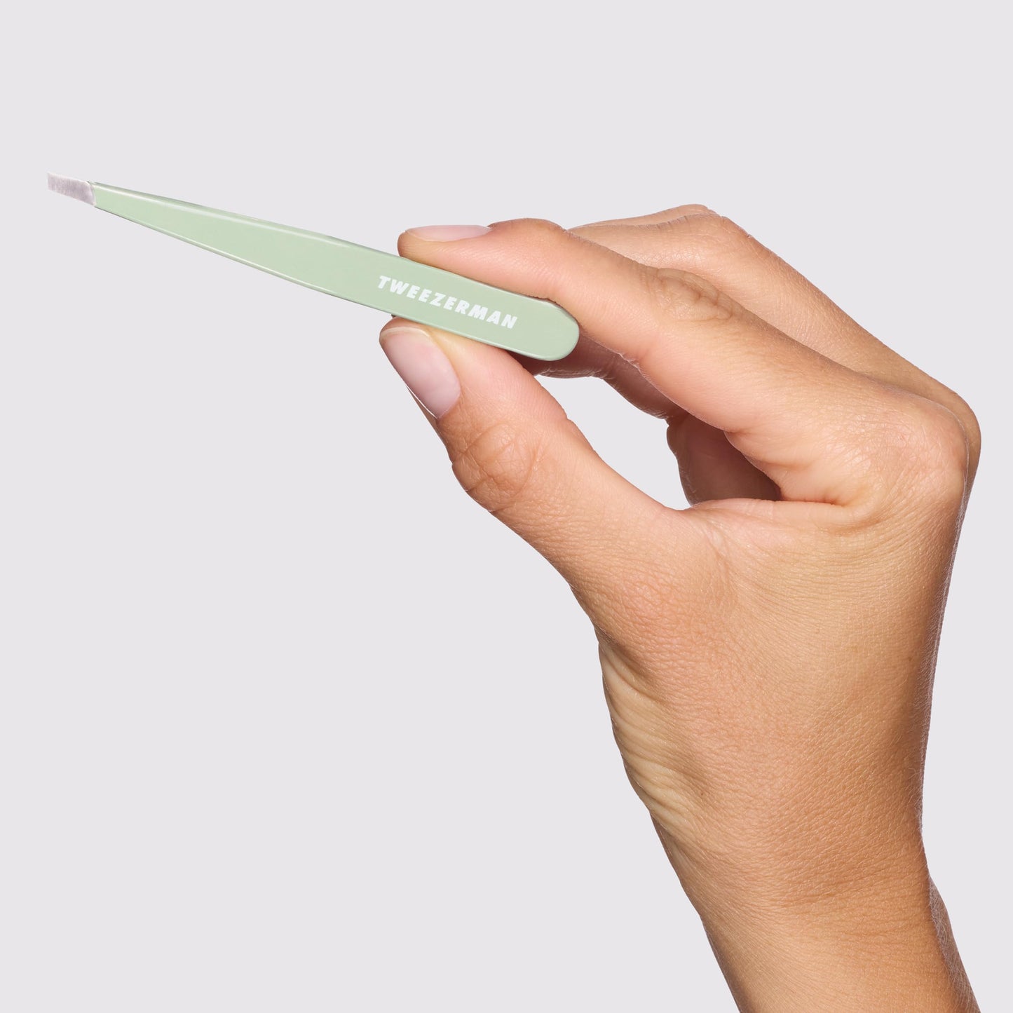 Tweezerman Stainless Steel Slant Tweezer - Eyebrow Tweezers for Women and Men (Pistachio)