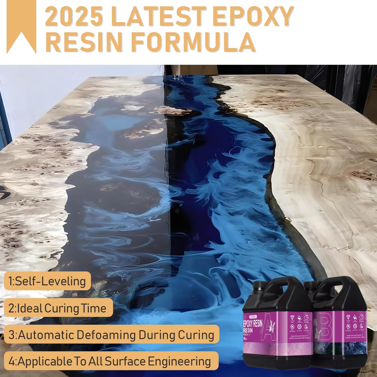 Puduo Epoxy Resin Kit 72OZ，Newly Formulated Crystal Clear Epoxy Resin，Strong, Bubble-Free, Anti-Yellowing Art Resin that，Suitable for Casting, DIY, Molds, Jewelry, Easy to Mix 1:1 Ratio