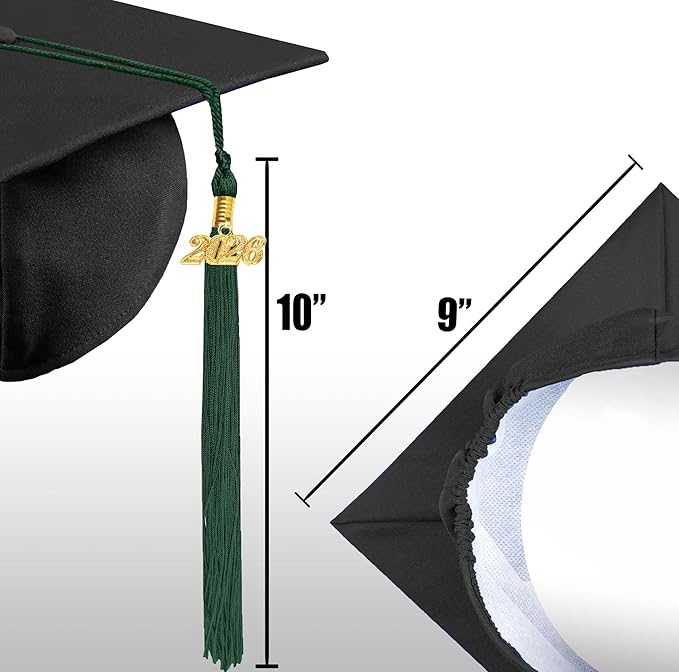 Graduation Cap with 2026 Tassel Year Charm Black Graduation Cap for High School & Bachelor