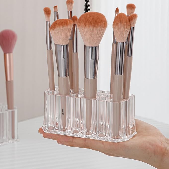 Clear Acrylic Lipstick Organizer Makeup Nail Brush Eyeliner Lip Liner Holder 26 Spaces Cosmetic Display Case