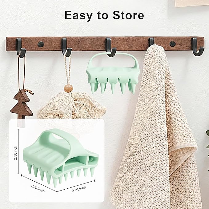 RHOS Scalp Massager Shampoo Brush, Curved Vented Scalp Scrubber, Soft Silicone Hair Scrubber for Dandruff Removal, Wet & Dry Hair (Green)