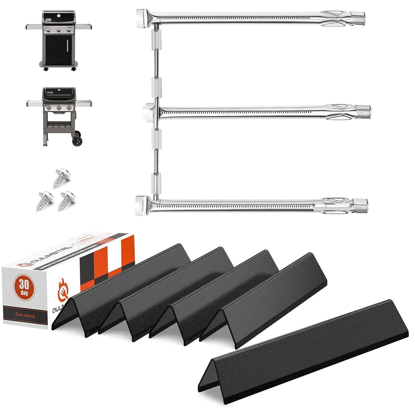 Spirit e310 Grill Parts, 7636 Flavorizer Bars and 69787 Burner Tube Kit for Weber Spirit 300 and GS4 Spirit II E310 Spirit E310 E/S315 E/S320 Grills With Front Control, Heat Plates 15.3" & Burner 18"
