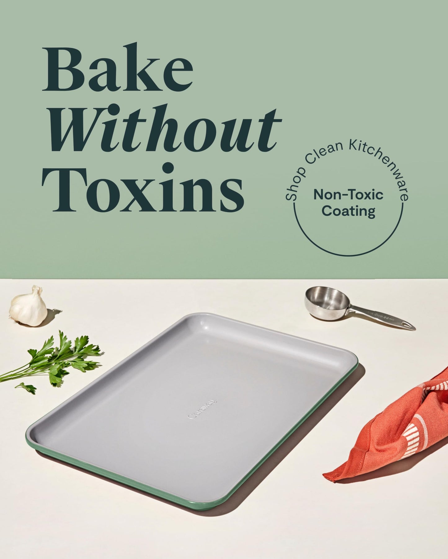 Caraway Non-Stick Ceramic Medium Baking Sheet - Naturally Slick Ceramic Coating - Non-Toxic, PTFE & PFOA Free - Perfect for Baking, Roasting, and More - Medium (15" x 10") - Sage