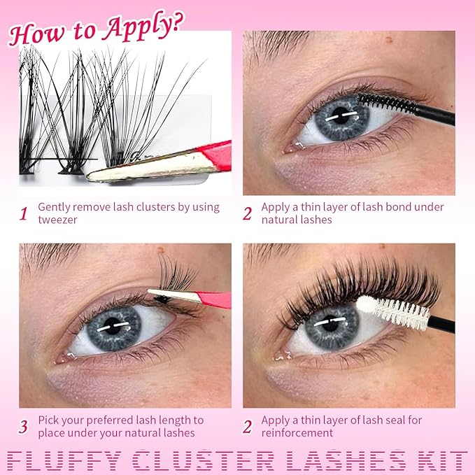 RITALASH Lash Extension Kit 30D+40D DIY Lash Clusters 280pcs Cluster Lashes Individual Lashes Eyelash Extension Kit with Lash Bond and Seal,Lash Tweezers(30D+40D Kit,9-15mm Mixed)