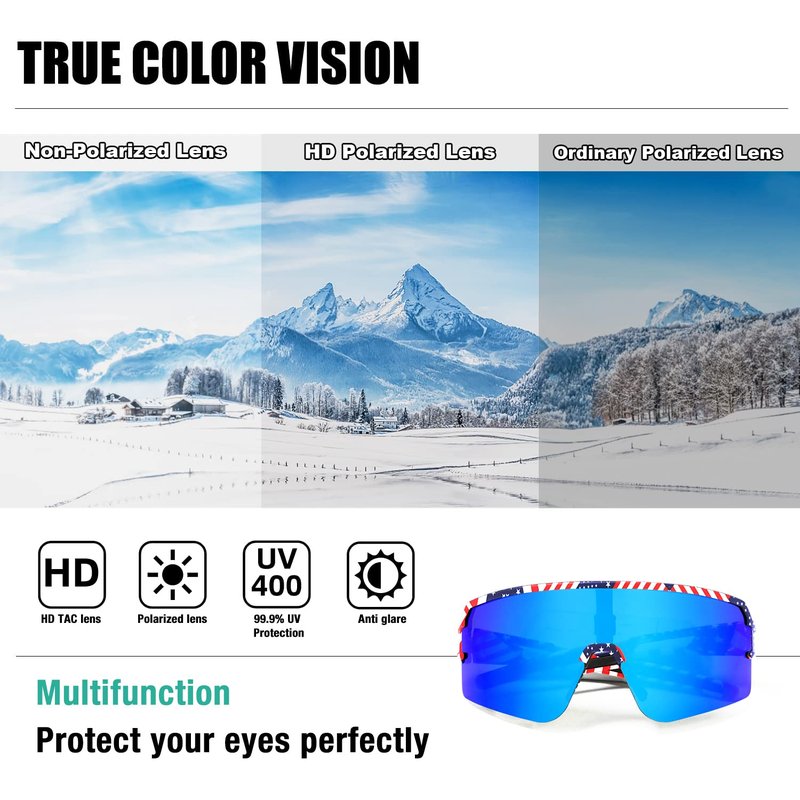AVV Polarized Sports Sunglasses for Men Women - UV400 Protection Cycling Glasses with Lightweight TR90 Frame, Ideal for Running Baseball Fishing Driving