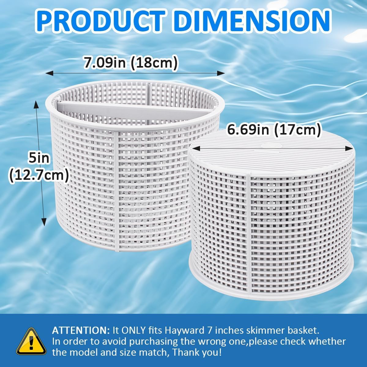 7'' Pool Skimmer Basket for Inground Pool Compatible with Hayward Skimmers Basket SPX1082CA & Aladdin B-152 Skimmer, Model SP1082 SP1083 SP1084 1085 SP1075 1075T 1076 1077 SP1082CA Pool Filter Basket