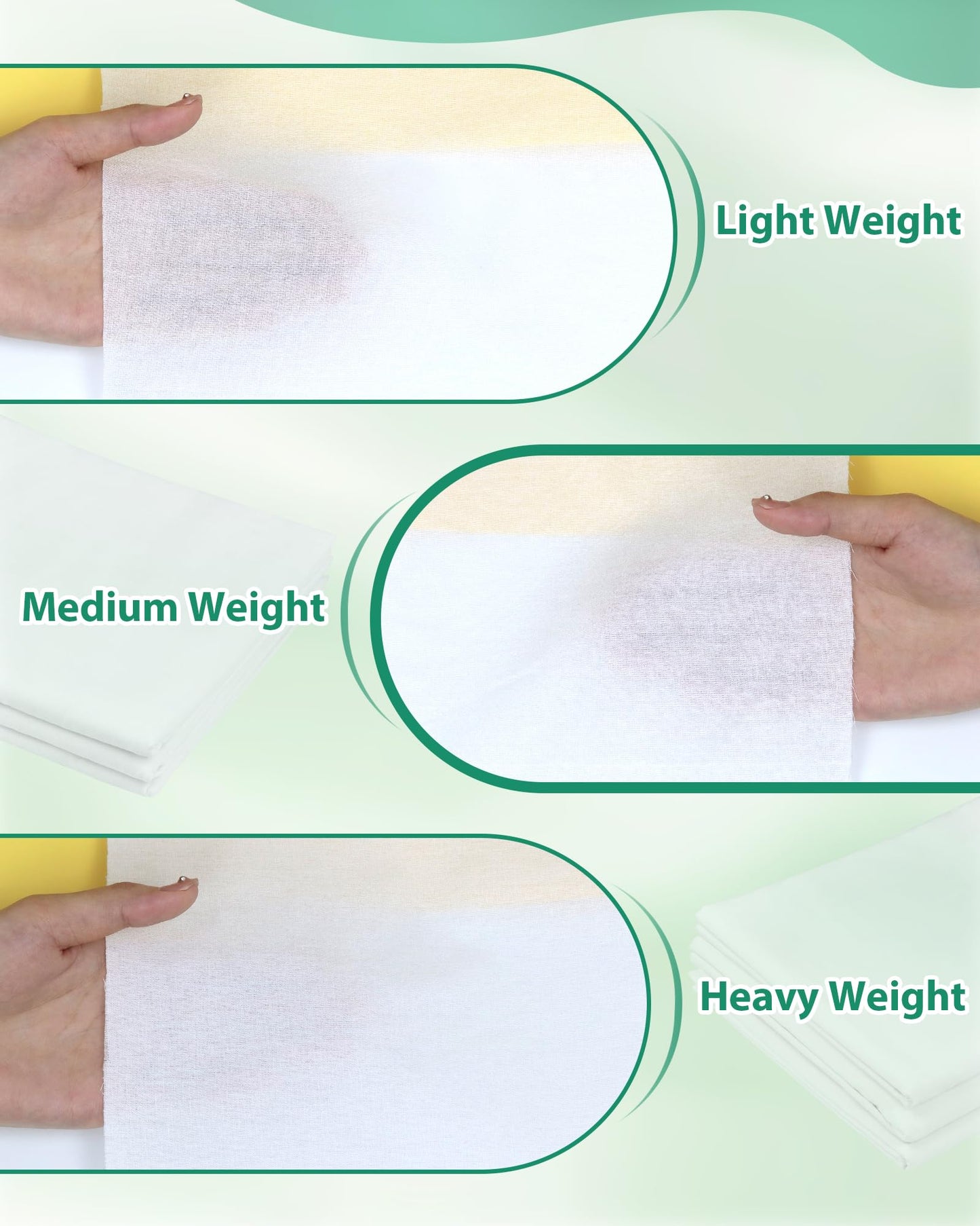 PLANTIONAL Woven Cotton Iron-On Fusible Interfacing: 44 inch X 2 Yards White Heavy Weight 100% Cotton Single-Sided Interfacing for Blouses Dress Shirts Collars DIY Crafts Supplies